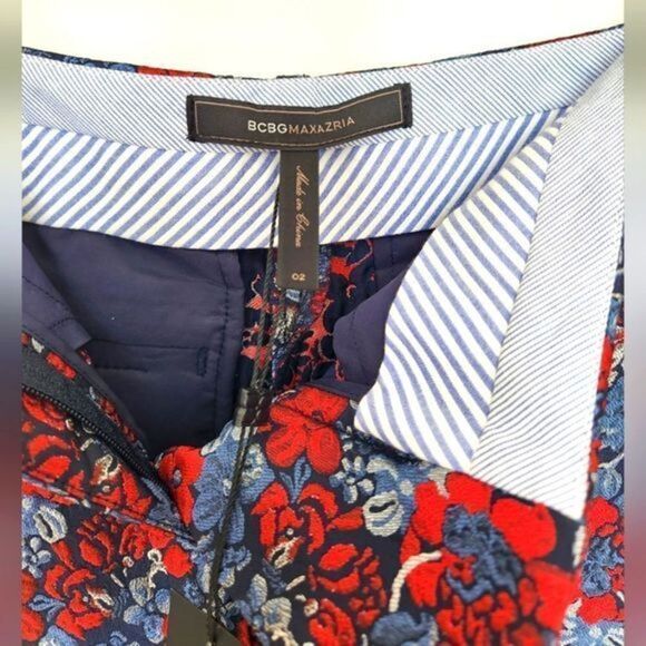 BCBGMaxAzria Dark‎ Navy Multi Allen Slim-Leg Cropped Pants - Picture 10 of 12